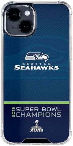 حافظة هاتف Skinit الشفافة متوافقة مع iPhone 14 - تصميم NFL Seattle Seahawks Super Bowl XLVIII مرخص رسميًا in Saudi Arabia