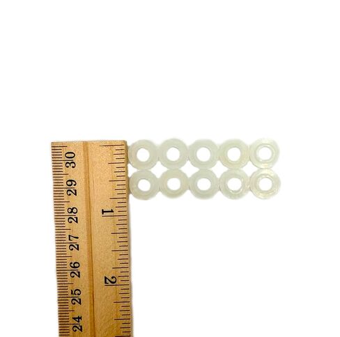 غسالة كتف من النايلون رقم 10، جلبة عازلة بيضاء، 13/64 بوصة معرف × 7/16 بوصة OD، 3/64 بوصة ارتفاع الكتف، نايلون مقاوم للتآكل 6/6 قفل للبراغي والإلكترونيات والسيارات حزمة من 10 (# 10) in Kuwait