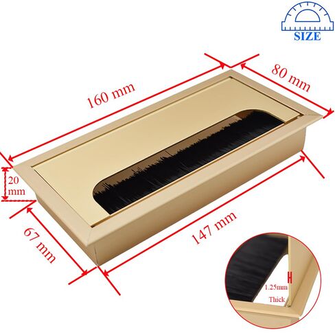 HAHIYO Gold Aluminum Alloy Desk Grommet,80x160mm Premium Cable Organizer with Flip Cover and Dustproof Brush–Durable Wire Management Solution for Home,Office,and Workstations–Easy to Install 1P in Saudi Arabia