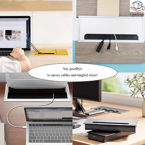 HAHIYO Gold Aluminum Alloy Desk Grommet,80x160mm Premium Cable Organizer with Flip Cover and Dustproof Brush–Durable Wire Management Solution for Home,Office,and Workstations–Easy to Install 1P in Saudi Arabia
