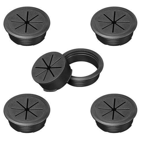 2" Black Desk Grommet, JTemgle Flexible Cable Grommet Plastic Cable Hole Cover Wire Organizer Caps Desktop Cord Management for Home Office TV Stands Tabletops, 5 Pieces in Kuwait