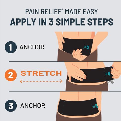 KT Tape, Back Pain Relief Patches, Extra Large 4"x10", Menthol Infused Kinesiology Tape, Cooling Pain Therapy, Everyday Long-Lasting Relief, 4 Count in Kuwait