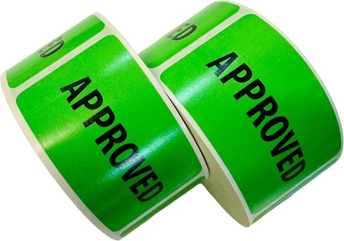 Approved Stickers, 1.5 x 2.5 Inch Green Quality Control Inventory Warehouse Labels, Permanent Adhesive Peel and Stick, 2 Rolls of 500 (1,000 Total) in Saudi Arabia
