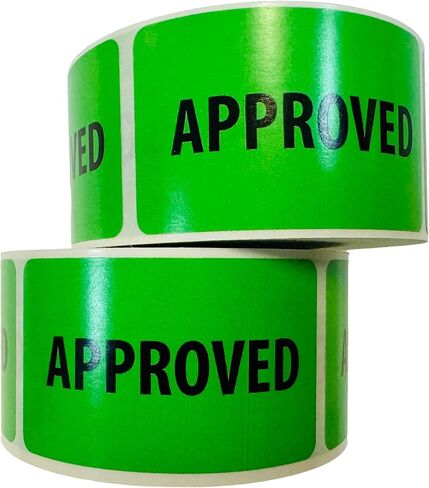 Approved Stickers, 1.5 x 2.5 Inch Green Quality Control Inventory Warehouse Labels, Permanent Adhesive Peel and Stick, 2 Rolls of 500 (1,000 Total) in Saudi Arabia