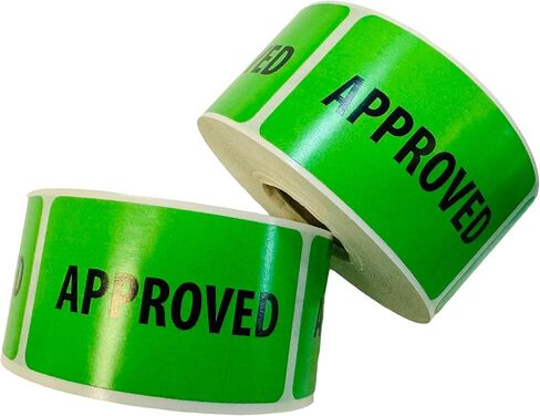 Approved Stickers, 1.5 x 2.5 Inch Green Quality Control Inventory Warehouse Labels, Permanent Adhesive Peel and Stick, 2 Rolls of 500 (1,000 Total) in Saudi Arabia
