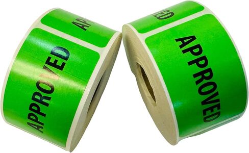 Approved Stickers, 1.5 x 2.5 Inch Green Quality Control Inventory Warehouse Labels, Permanent Adhesive Peel and Stick, 2 Rolls of 500 (1,000 Total) in Saudi Arabia