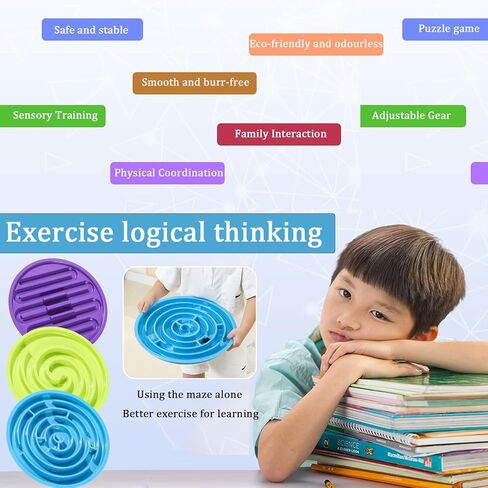 متاهة لوح التوازن، لوح توازن المتاهة المتأرجحة مع 3 أقراص دوارة قابلة للتبديل وكرتين للتمرين والعلاج الطبيعي والترفيه in Kuwait