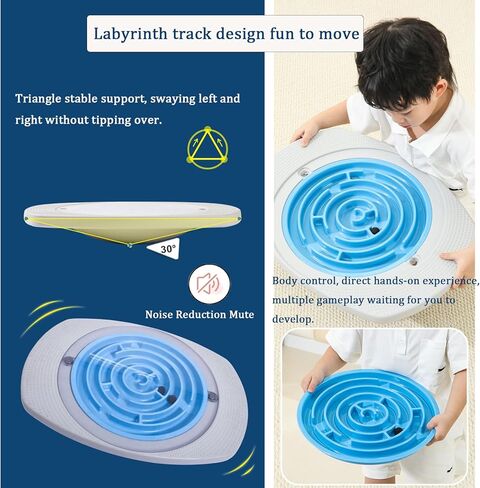 متاهة لوح التوازن، لوح توازن المتاهة المتأرجحة مع 3 أقراص دوارة قابلة للتبديل وكرتين للتمرين والعلاج الطبيعي والترفيه in Kuwait