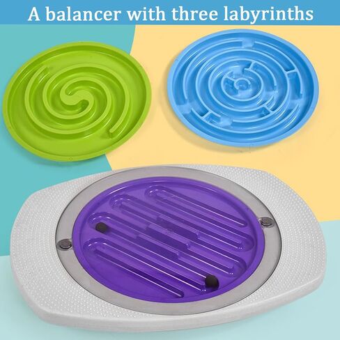 متاهة لوح التوازن، لوح توازن المتاهة المتأرجحة مع 3 أقراص دوارة قابلة للتبديل وكرتين للتمرين والعلاج الطبيعي والترفيه in Kuwait