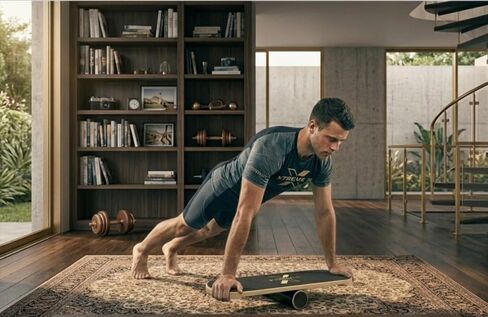 مدرب لوح التوازن الخشبي للبالغين - مدرب القوة الأساسية والثبات لركوب الأمواج وألواح التزلج وتدريبات التزلج على الجليد - لوح توازن مانع للانزلاق للياقة البدنية في صالة الألعاب الرياضية المنزلية in Kuwait