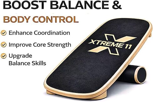 مدرب لوح التوازن الخشبي للبالغين - مدرب القوة الأساسية والثبات لركوب الأمواج وألواح التزلج وتدريبات التزلج على الجليد - لوح توازن مانع للانزلاق للياقة البدنية في صالة الألعاب الرياضية المنزلية in Kuwait