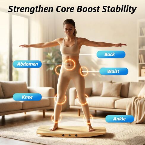 لوح توازن خشبي، مدرب لوح توازن متذبذب غير قابل للانزلاق لمكتب الوقوف، القوة الأساسية، ركوب الأمواج، التزلج، لوح هزاز لصالة الألعاب الرياضية المنزلية، اللياقة البدنية واللعب الداخلي in Kuwait