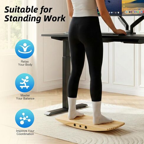 لوح توازن خشبي، مدرب لوح توازن متذبذب غير قابل للانزلاق لمكتب الوقوف، القوة الأساسية، ركوب الأمواج، التزلج، لوح هزاز لصالة الألعاب الرياضية المنزلية، اللياقة البدنية واللعب الداخلي in Kuwait