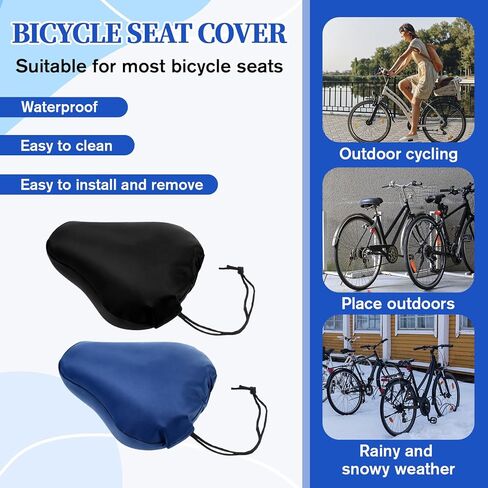 2 Pcs Waterproof Bike Seat Cover Bicycle Seat Rain Covers with Drawstring Durable Outdoor Protection Saddle Covers for Bicycles or Motorcycles,2 Colors in Saudi Arabia