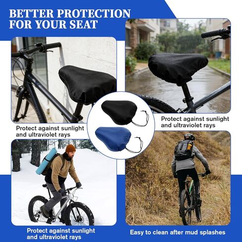 2 Pcs Waterproof Bike Seat Cover Bicycle Seat Rain Covers with Drawstring Durable Outdoor Protection Saddle Covers for Bicycles or Motorcycles,2 Colors in Saudi Arabia