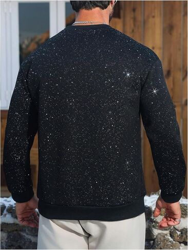 RoseSeek Men's Rhinestone Sweatshirts Crewneck Long Sleeve Pullover Sweatshirt Casual Fall Tops in Saudi Arabia