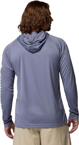سترة بقلنسوة PFG Terminal Tackle طويلة الأكمام لصيد الأسماك من كولومبيا للرجال، شعار القمر الجديد/الأبيض، مقاس كبير in Saudi Arabia