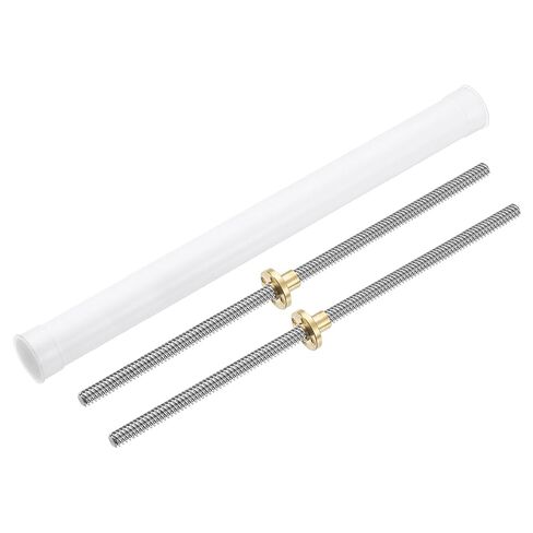 uxcell 2Pcs 100mm Tr8x4 Lead Screw with Brass Nut (Acme Thread, 2mm Pitch, 2 Starts, 4mm Lead), 304 Stainless Steel Screw Bar Printer Upgrade Parts with Plastic Packaging Tube, Silver in Saudi Arabia