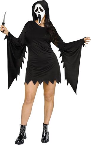 Fun World Womens' Plus Size Ghost Face Glamour Costume, 1X, Black in Saudi Arabia