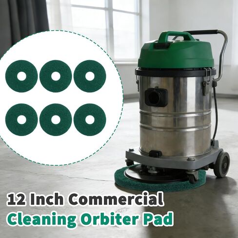 6 Pcs 12" Cleaning Orbiter Pads Green Commercial Floor Buffer Pads for Orbiter Machine Scrubber Polisher Cleaning Stripping and Hardwood Floor Maintenance in Saudi Arabia