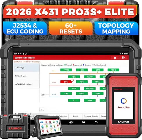 LAUNCH X431 PRO3S+ Elite, All-in-One Diagnostic Scan Tool, Bidirectional Scanner with J2534, Topology Map, 60+ Services, FCA/CANFD/DoIP/D-PDU/VAG for All Vehicles in Saudi Arabia