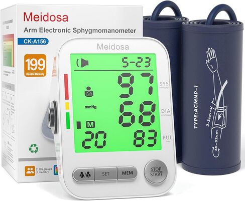 Blood Pressure Monitor for Home Use, Rechargeable Automatic Digital BP Machine with 2 Cuffs (9-17'' & 13-21''), Adjustable Upper-Arm Blood Pressure Cuff, Large LCD Backlit Display, 2x199 Sets Memory in Kuwait