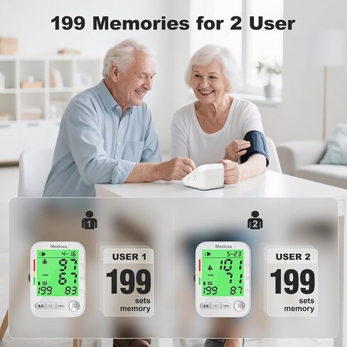Blood Pressure Monitor for Home Use, Rechargeable Automatic Digital BP Machine with 2 Cuffs (9-17'' & 13-21''), Adjustable Upper-Arm Blood Pressure Cuff, Large LCD Backlit Display, 2x199 Sets Memory in Kuwait