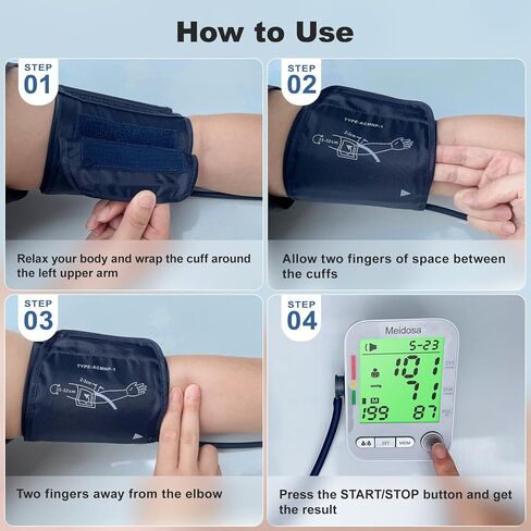 Blood Pressure Monitor for Home Use, Rechargeable Automatic Digital BP Machine with 2 Cuffs (9-17'' & 13-21''), Adjustable Upper-Arm Blood Pressure Cuff, Large LCD Backlit Display, 2x199 Sets Memory in Kuwait