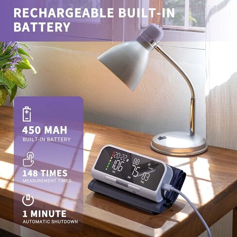 @AL21 جهاز قياس ضغط الدم بتقنية البلوتوث من أعلى الذراع - جهاز ضغط الدم التلقائي القابل لإعادة الشحن للاستخدام المنزلي، مجموعة لاسلكية رقمية ذكية دقيقة مع سوار كبير (8.7-16.5 بوصة)، مزامنة بيانات التطبيق، مستخدمان in Kuwait