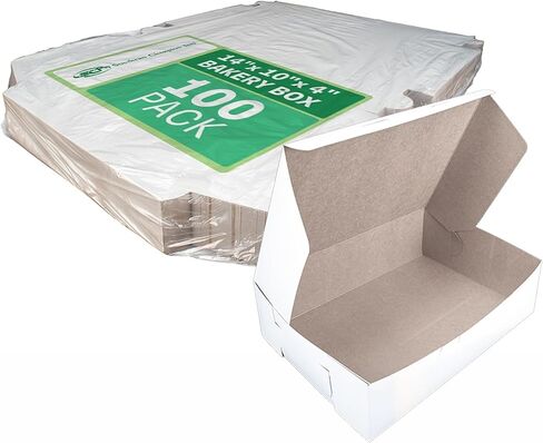 Southern Champion Tray 1025 Premium Clay Coated Kraft Paperboard White Non-Window Sheet Cake and Utility Box, 14" Length x 10" Width x 4" Height, 1/4 Sheet (Case of 100) in Saudi Arabia