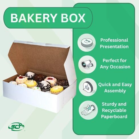 Southern Champion Tray 1025 Premium Clay Coated Kraft Paperboard White Non-Window Sheet Cake and Utility Box, 14" Length x 10" Width x 4" Height, 1/4 Sheet (Case of 100) in Saudi Arabia