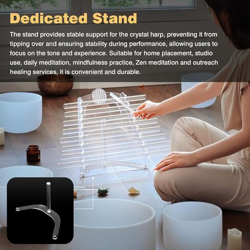 432Hz 8 Note CDEFGABC Quartz Crystal Singing Harp,Including Bracket Alumina Carrry Case for Sound Bath and Meditatiion in Kuwait