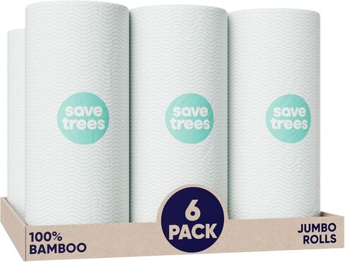 Save Trees Bamboo Paper Towels 12pk - 1800 Sheets Paper Towel Rolls Ultra Absorbent & Durable EcoTowels - FSC-Certified, Vegan Bamboo Kitchen Rolls in Saudi Arabia