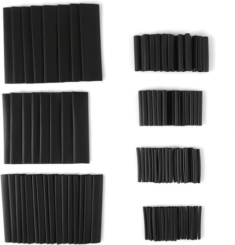 127PCS Heat Shrink Tubing Kit, 2:1 Shrink Ratio, Marine Grade Industrial Heat Shrink Tubing, Long Lasting Insulation Wire Shrink Wrap Tubing- Black in Saudi Arabia