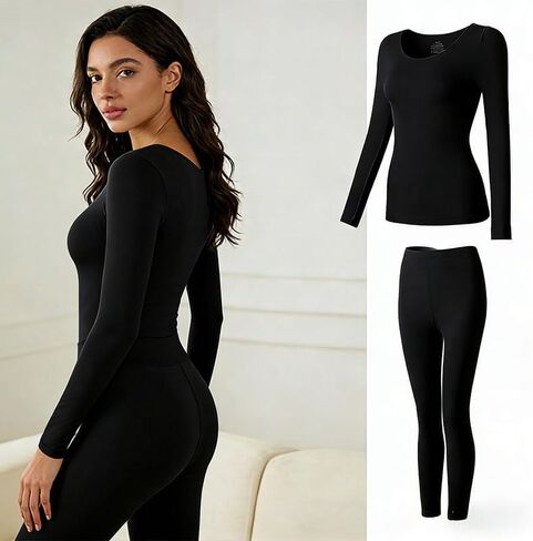 Thermal Underwear for Women, Silky Smooth Base Layer Set, Skin-Friendly Thermal Top & Leggings for Cold Weather in Saudi Arabia