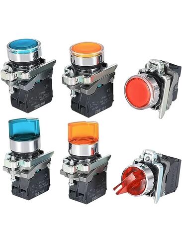 1 قطعة مفتاح زر ضغط، XB4 رأس مسطح مستدير مع توقف تشغيل الضوء عادة مفتوح ومغلق ذاتيًا (أزرق، 1NO، 24 فولت) in Kuwait