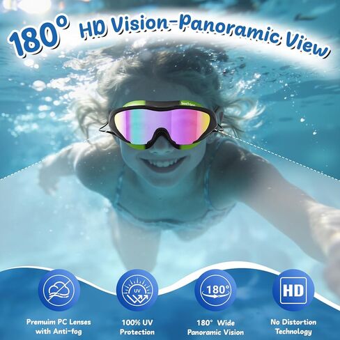Swim Goggles for Kids 8-14, Youth Beginner Swimming Goggles Anti Fog UV Protection, Leakproof Wide View in Saudi Arabia