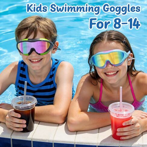 Swim Goggles for Kids 8-14, Youth Beginner Swimming Goggles Anti Fog UV Protection, Leakproof Wide View in Saudi Arabia