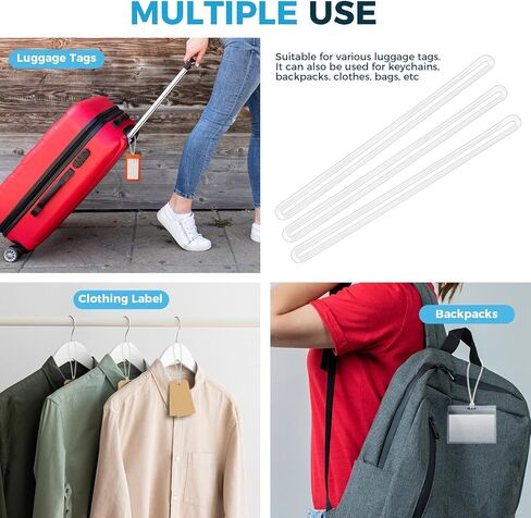 100-Piece Clear Plastic Luggage Tag Loops & Straps - Bulk Durable Cruise & Travel ID Tag Loops for Name Tags, ID Cards & Bag Accessories in Kuwait