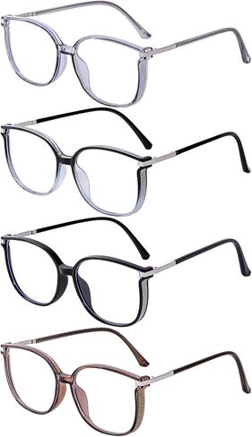 4 Pack Women's Bling Blue Light Blocking Reading Glasses, Fashion Readers with Portable Case, UV400 Protection in Kuwait