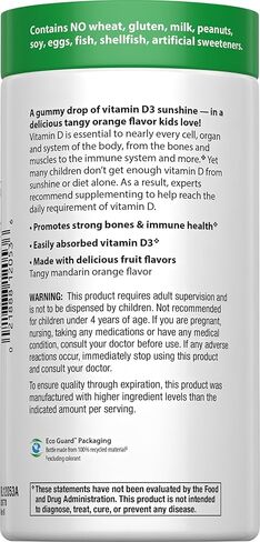 Rainbow Light - Sunny Gummies Vitamin D3 400 IU, 60 Count, Immune Health, Tangy Tangerine Flavor in Kuwait
