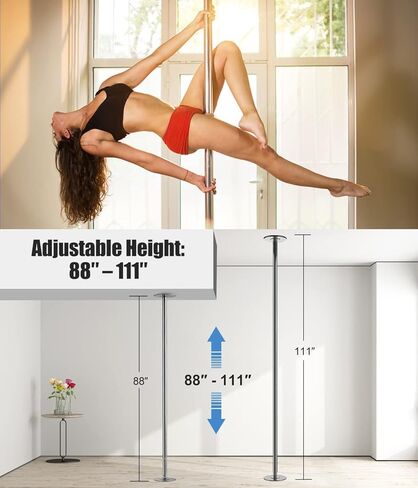Stripper Pole,45mm Static Dancing Pole with Adjustable Height,Portable Removable Dance Pole Kit for Club,Max Load 440LBS in Saudi Arabia
