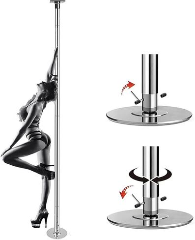 Static & Dancing Pole/Strength Train,Ceiling-Mounted Pole Dance Set w/Fixed Plate,7.3ft-9ft Adjustable Steel Stripping Poles in Saudi Arabia