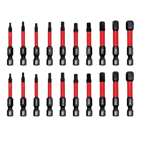 مجموعة لقم مثقاب Impact Hex Head Allen Wrench، بأحجام مترية وSAE (أحمر، 2 بوصة 22 قطعة (متري وSAE)) in Kuwait