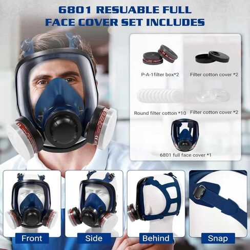 Full Face Respirаtor - Reusable Gas Mask with Activated Carbon Air Filter for Organic Vapor, Paint, Chemical, Welding, Polishing, Sanding&Cutting in Saudi Arabia