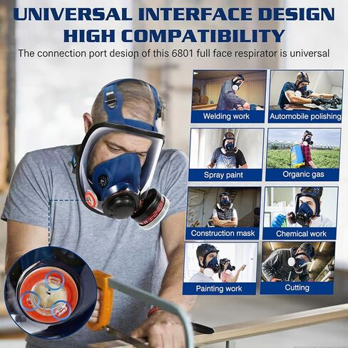 Full Face Respirаtor - Reusable Gas Mask with Activated Carbon Air Filter for Organic Vapor, Paint, Chemical, Welding, Polishing, Sanding&Cutting in Saudi Arabia