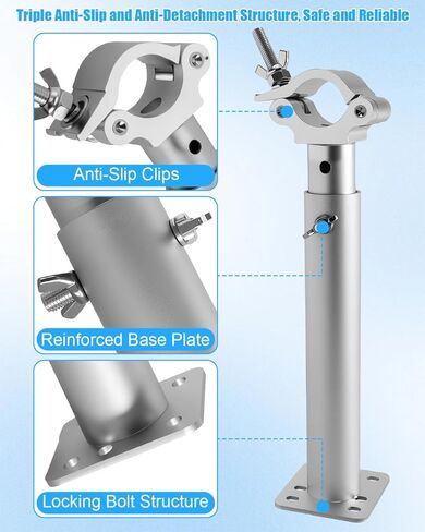 مشبك دعم شاشة LED قابل للتعديل، حامل قابل للتمديد من سبائك الألومنيوم 2-حزمة 30-50 سم، متوافق مع تروس F32/F34/F33 وأنابيب 40-52 مم، دعامة تثبيت سريعة لمعارض الأحداث المسرحية in Kuwait