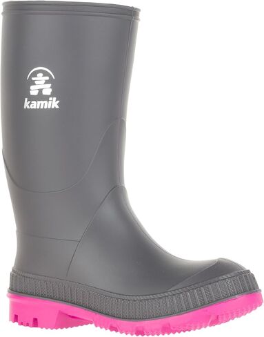 Kamik Kids Stomp Waterproof Rain Boots,Charcoal/Magenta,5 in Saudi Arabia
