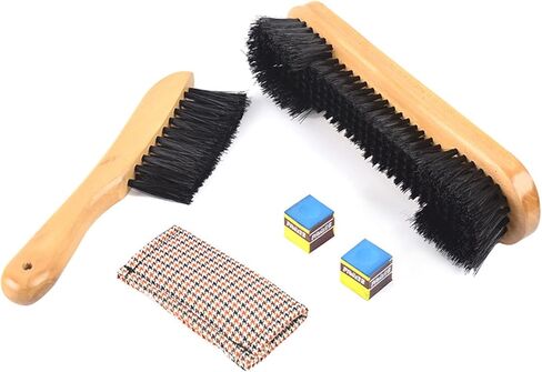 2Set Wood Billiard Pool Table Brush and Rail Brush Set with Soft Nylon Bristle,Billiard Table Cleaner Brushes with Cleaner Cloth 2 Cue Chalk Cube,Pool Tables Accessorie in Kuwait