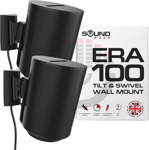 حامل تثبيت على الحائط ERA100، قابل للإمالة والدوران، أسود، مزدوج (قطعتان)، متوافق مع Sonos ERA 100، تركيب بدون جهد، يتضمن طقم تثبيت، مزدوج، زوج in Saudi Arabia